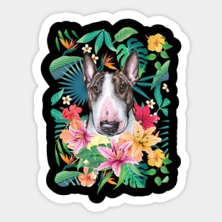 Tropical Brindle Bull Terrier Sticker